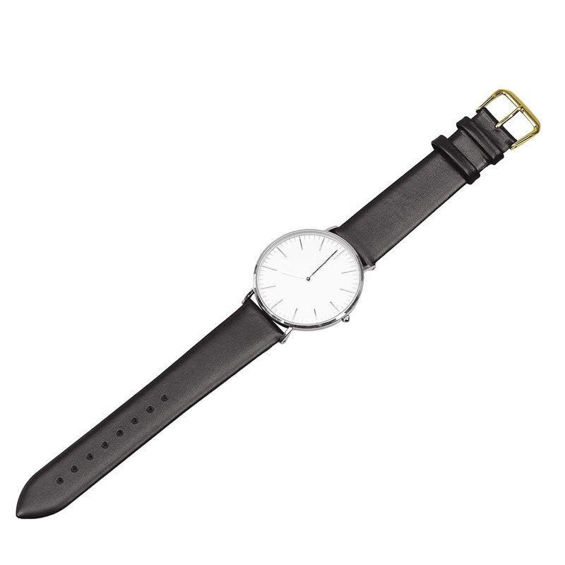 EACHE 20mm Black Leather Watch Bands for Men Women, Leather Watch Replacement Straps Black Watch Bands with Gold Buckle - Image 5